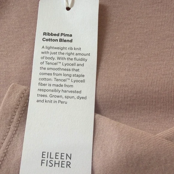 EILEEN FISHER Ribbed Pima Cotton Blend Turtleneck Long Sleeve Top XXS Dusty Rose
